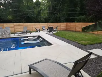 Custom gunite pool with patio built by Mud Slingers